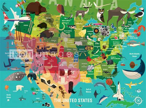 Stock Illustration Of Illustrated Map Of The United States Ikon Images