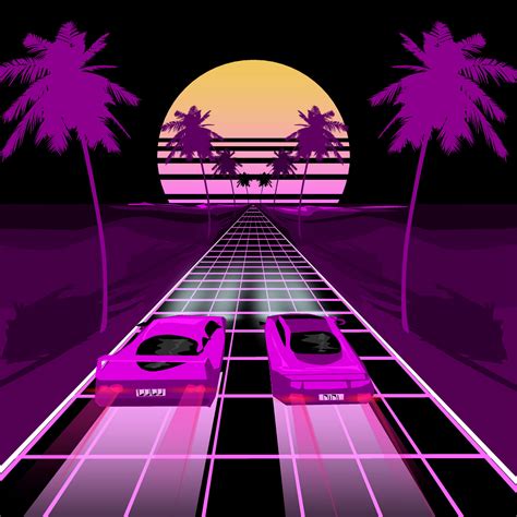 2932x2932 Two Sports Car Retrowave Art Ipad Pro Retina Display Hd 4k