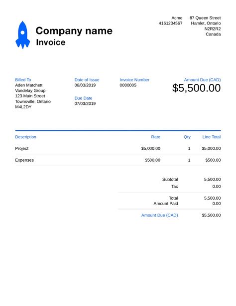 Free Invoice Templates Customize And Send In Under 90 Seconds