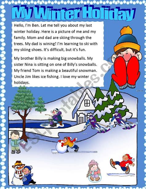 My Winter Holiday Esl Worksheet By Ali Ali