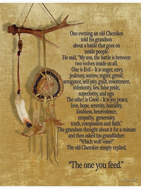 The Two Wolves Cherokee Proverb Poster By Irisangel Redbubble