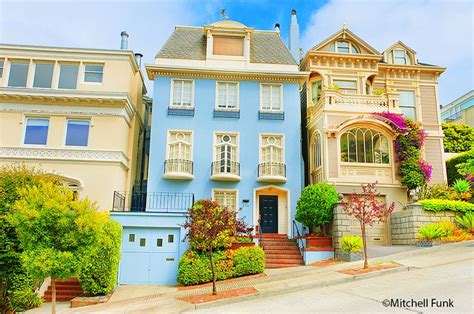 Victorian And Colorful Houses On Pacific Heights In San Francisco