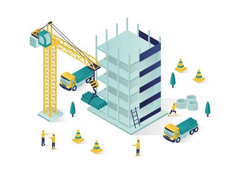 Building Under Construction Isometric Illustration Vector Art At