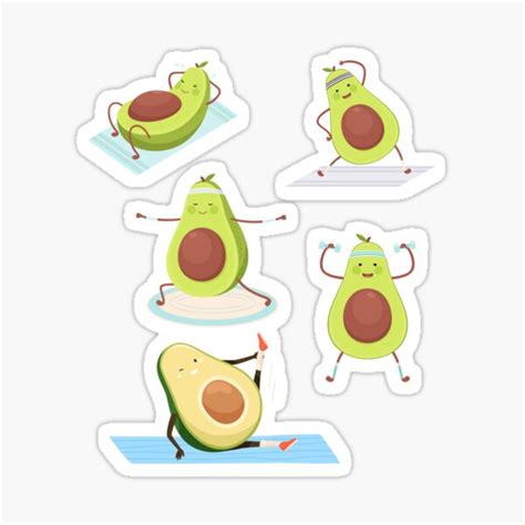 The Cutest Avocado Ever 5 Avocados In Gym Sticker For Sale By Fanny