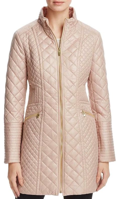 Via Spiga Womens Diamond Quilted Mid Length Jacket Coat Size 10 M In