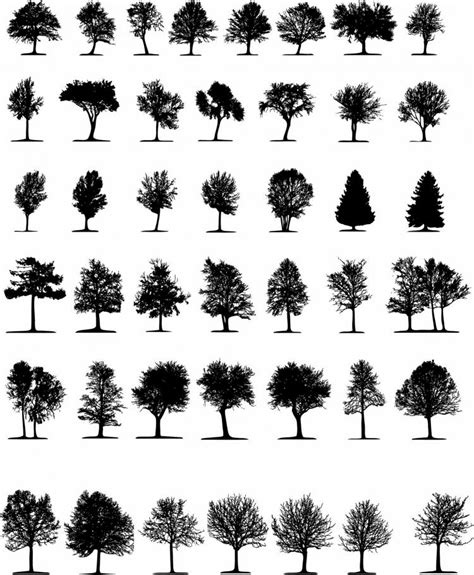 A Variety Of Trees Silhouette Vector Free Vector Vector