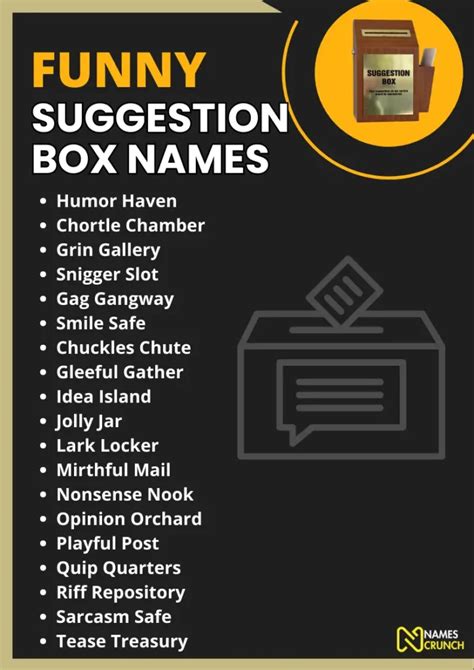 Funny Suggestion Box Names Catchy Ideas Names Crunch