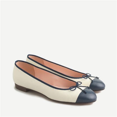 Kiki Cap Toe Ballet Flat Navy Blue White Jcrew