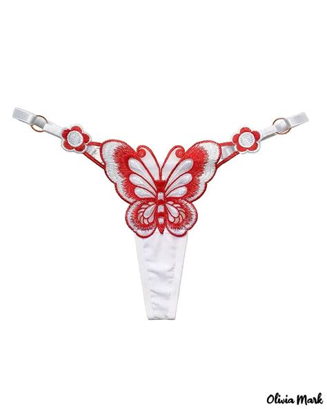 olivia mark butterfly embroidery low waist thong panties olivia mark