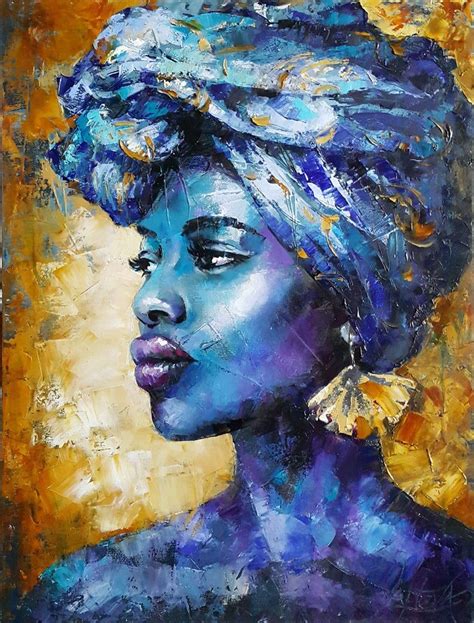 Painting Abstract Portrait African Woman Original Oil Art Etsy