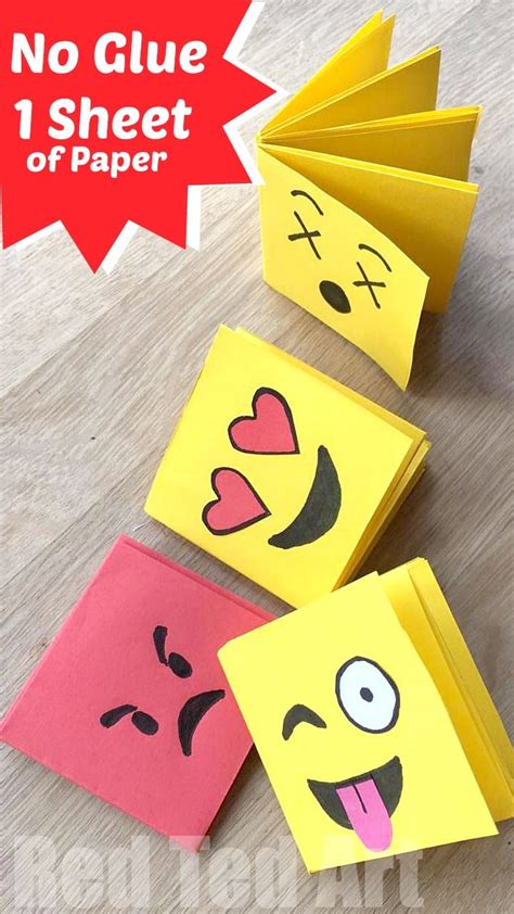Emoji Mini Notebook Diy One Sheet Of Paper Fun Kid