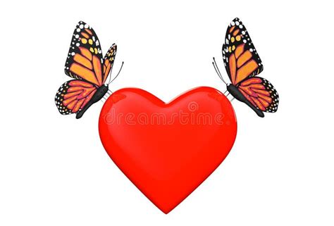 Love Concept Two Butterflies With Heart Stock Illustration