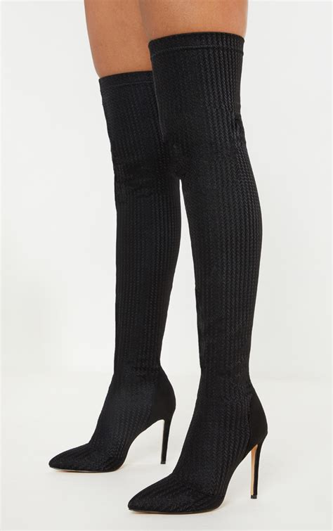 black thigh high sock boot shoes prettylittlething il