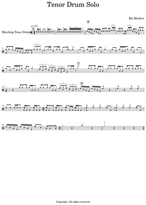 Tenor Drum Solo Sheet Music For Marching Bass Drums