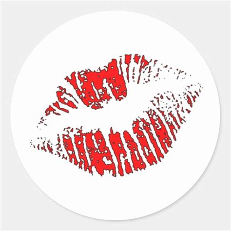 Big Red Lips Classic Round Sticker Zazzle