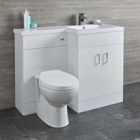 Milano Ren White Right Hand Combination Toilet And Basin Unit
