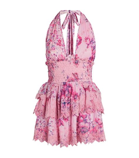 Loveshackfancy Pink Floral Deanna Halterneck Dress Harrods Uk