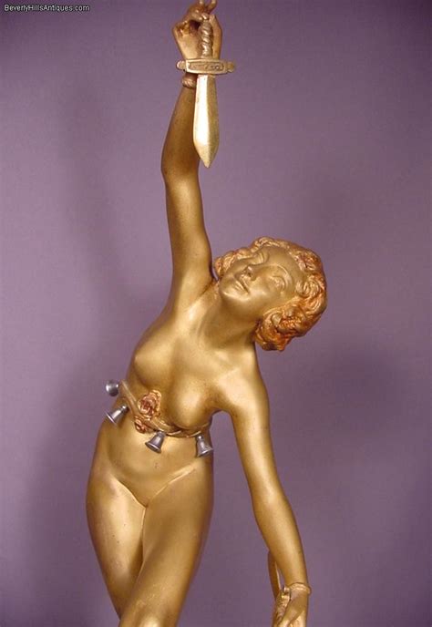 Rare Art Deco Orientalist Bronze Nude Lady Knife Juggler Dancer Signed