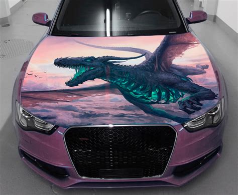 Fantasy Dragon Car Hood Wrap Vinyl Decal Full Color Graphics Etsy