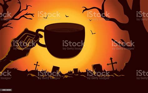 Zombie Hand Holding Coffee Cup At Stock Illustration Download Image