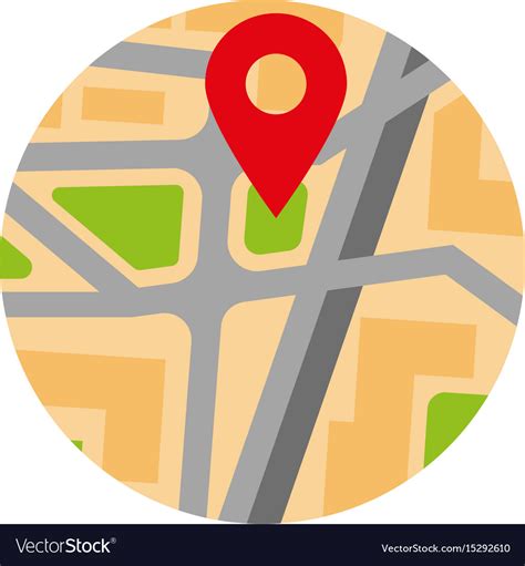 Colorful Circle Map With Red Pin Location Marker Vector Image