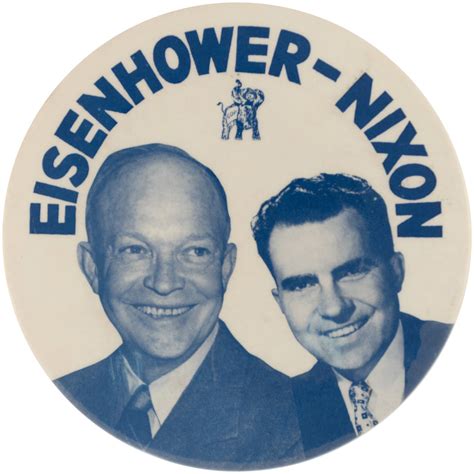 Hakes Eisenhower Nixon Large Jugate Button With Elephant Design