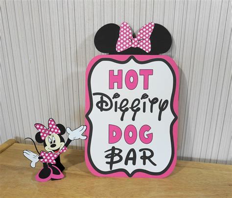 Minnie Mouse Birthday Hot Diggity Dog Bar Sign Hot Pink Party Etsy