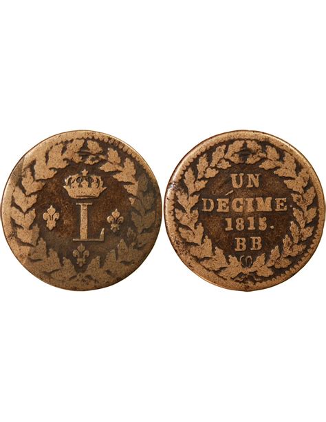 louis xviii decime siège de strasbourg 1815 bb avec points bronze