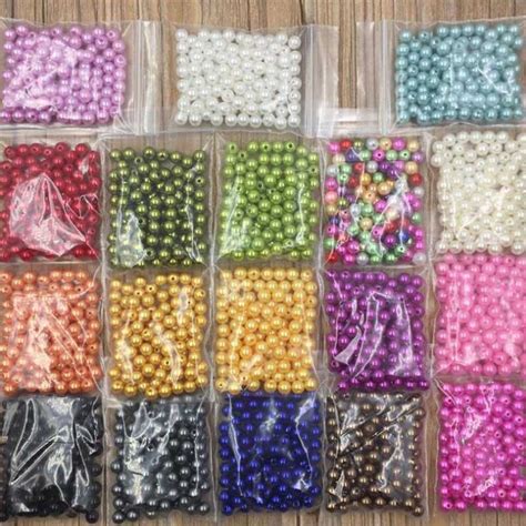 50pcslot Abs Imitation Pearls Beads Colorful 8mm Round Spacer Plastic Pearl Beads For Diy
