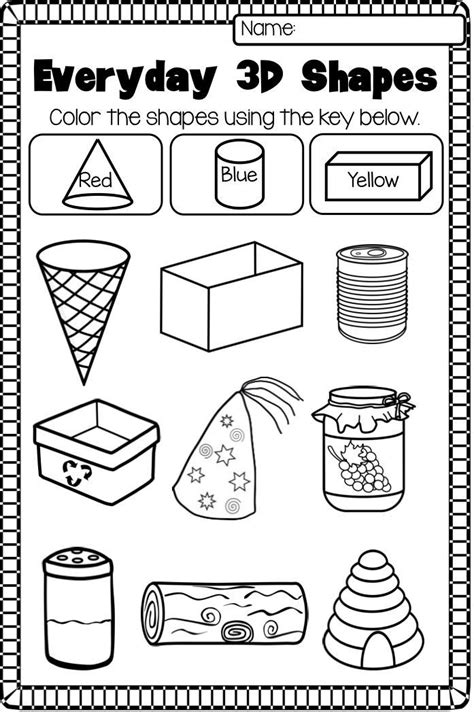 The four colors included are red, orange, yellow, and green. 2D and 3D Shapes Worksheet Pack - NO PREP | Shapes ...