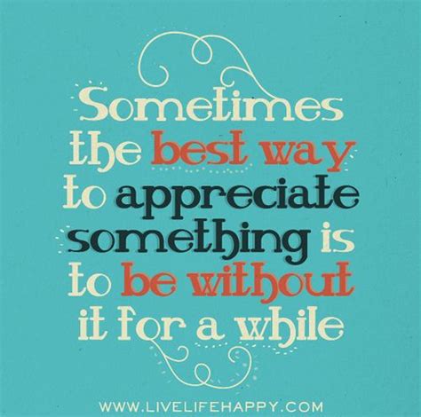 Sometimes The Best Way To Appreciate Something Is To Be Without It For