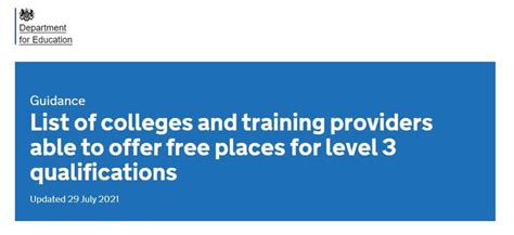 List Of Free Level 3 Qualifications Available To Eligible Adults List Of Colleges And Training
