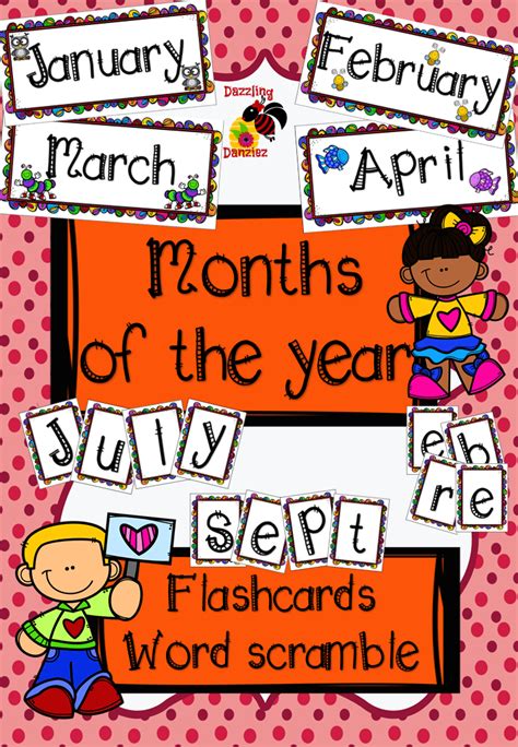 Months Of The Year Flashcards And Word Scramble Teacha