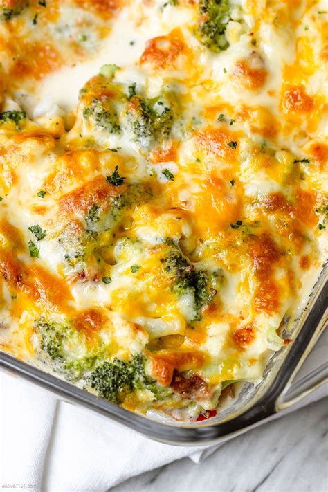 A Casserole Dish With Broccoli And Cheese