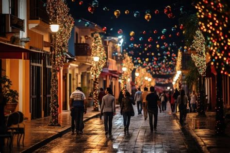 Premium Ai Image Festive Colombian Christmas Traditions And Celebrations With Vibrant Lights