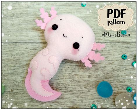 Felt Axolotl Pattern Pdf Ocean Pattern Felt Cute Pattern Etsy México