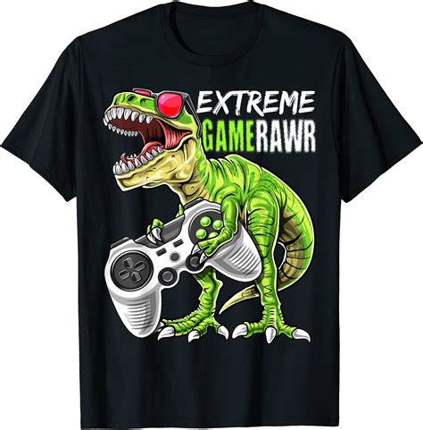Extreme Gamer Dinosaur Video Game Controller Shirt T