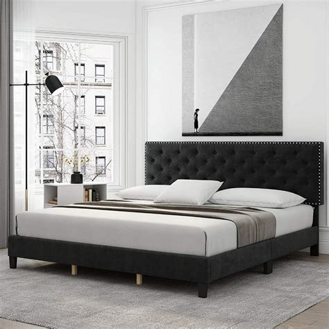 Homfa Full Queen King Bed Frame Modern Upholstered Platform Bed With Headboard Heavy Duty Bed