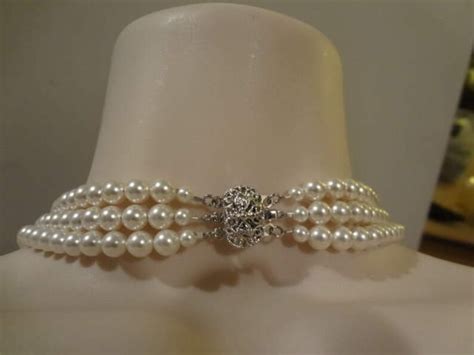 Necklace 3 Strand Pearl The Crown Pearl Necklace Queen Etsy