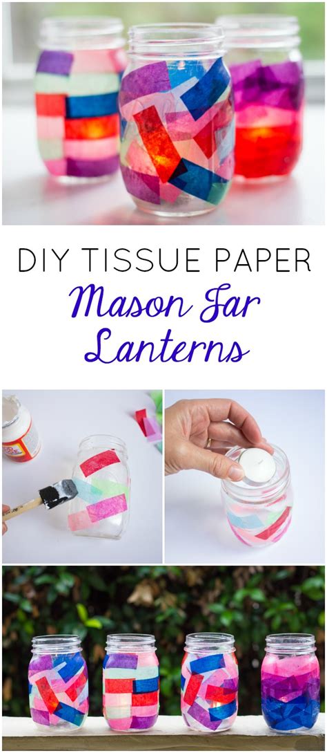Tissue Paper Mason Jar Lanterns Design Improvised
