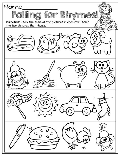 Free Printable Rhyming Worksheets For Kindergarten Printable Templates