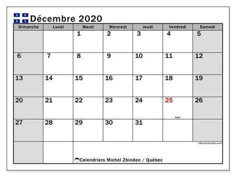 Calendrier Décembre 2020 Québec Canada Michel Zbinden Fr Qualads