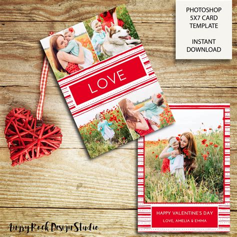 Love Valentines Card 5x7 Photoshop Card Template