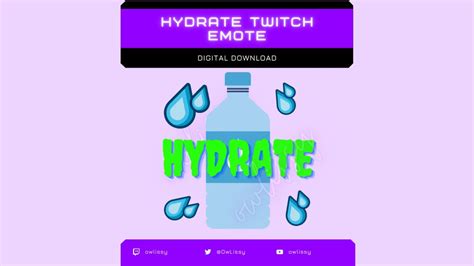 Hydrate Emote Twitch And Discord Etsy Uk