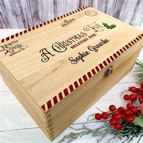 christmas eve box wooden personalised christmas crate etsy