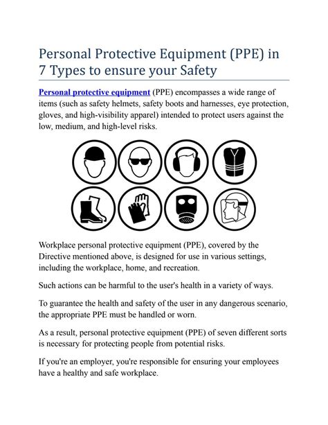 Personal Protective Equipment Ppe In 7 Types To Ensure Your Safety