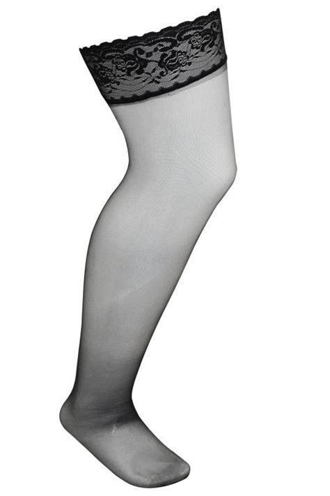 Black Sheer Stocking With Lace Trim Plus Size 16 1820 222426 Yours Clothing