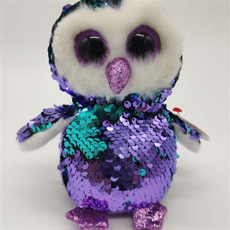 Moonlight Owl Ty Flippables Sequin 1pc 15cm Big Eye Plush Toys Stuffed