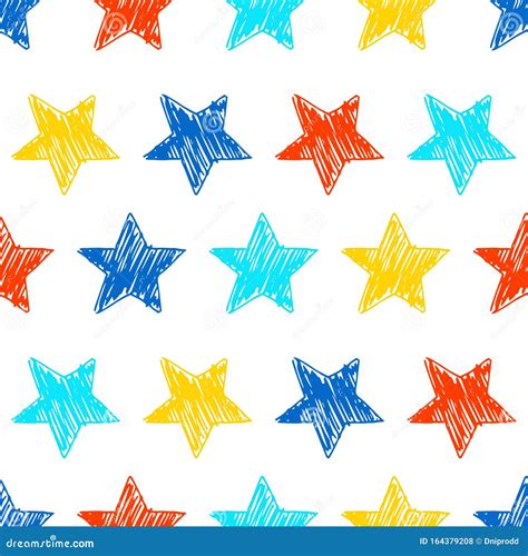 Seamless Background Of Doodle Stars Stock Vector Illustration Of