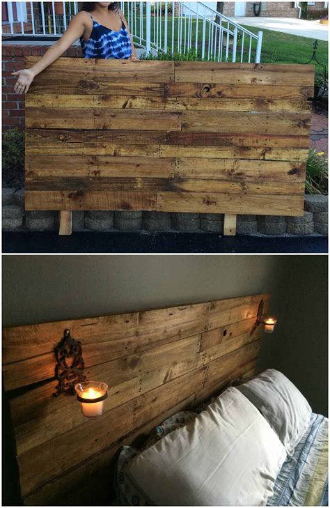 Pretty Plywood Backed Queen Sized Pallet Headboard Pallets